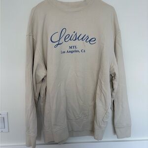 MATE the Label Cream Sweater with Blue Print
